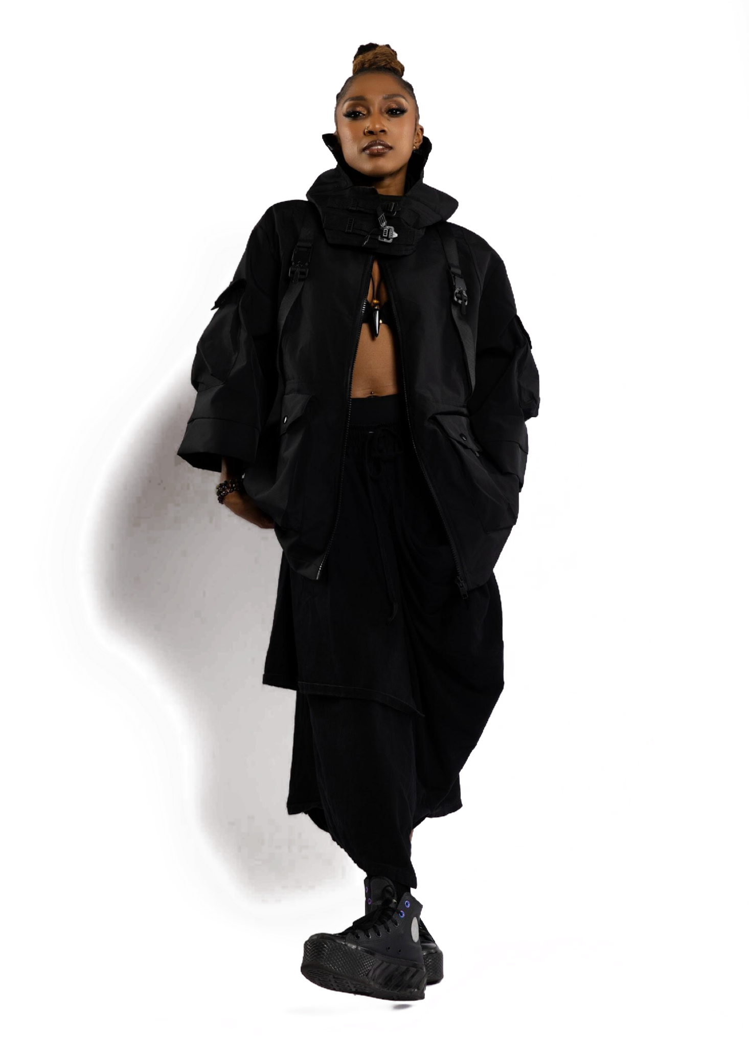 Comfort Fedoke in a second full-length editorial pose